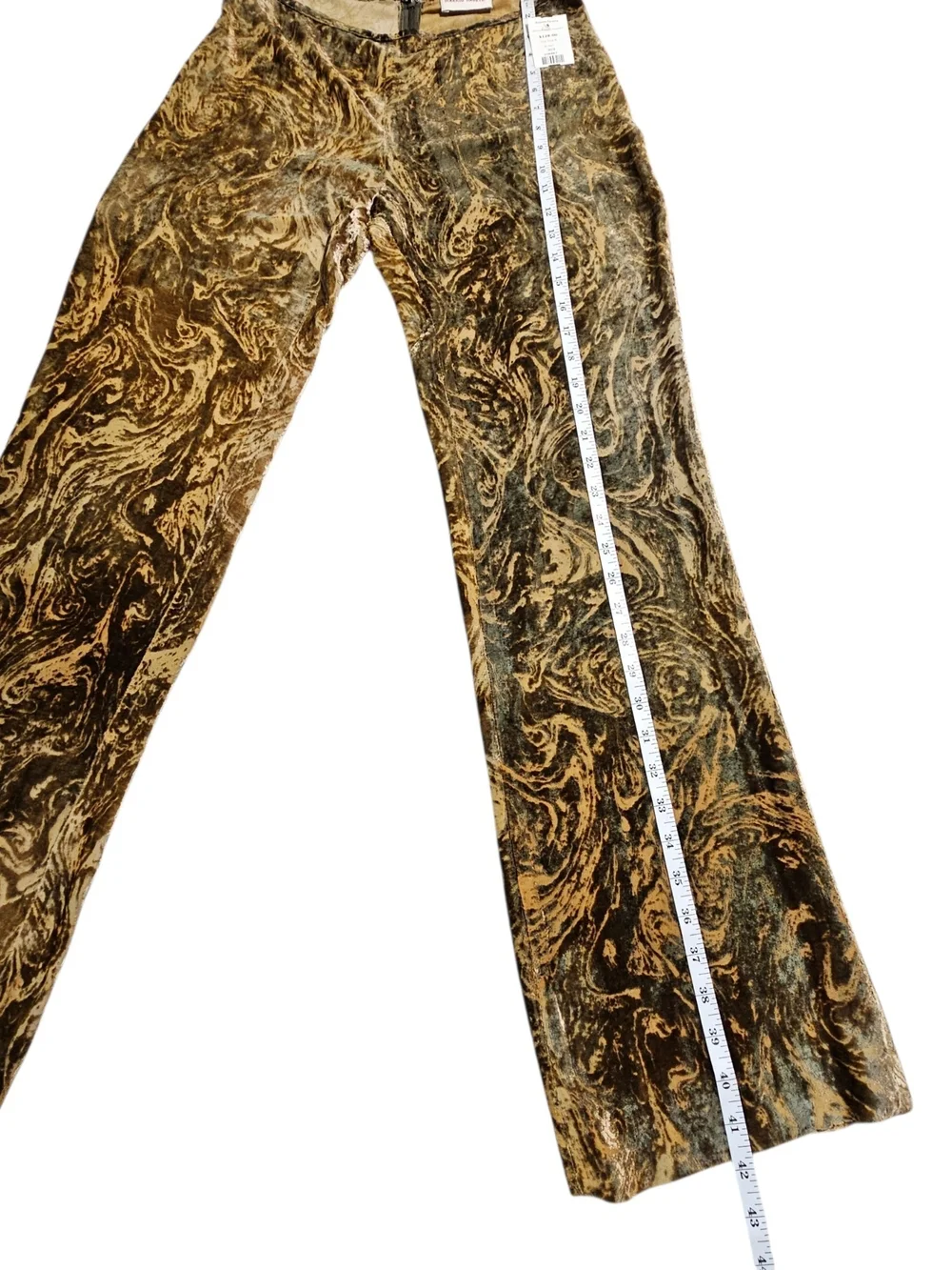 Roberto Torretta Velvet Burnout Pants 8 Silk Blend Y2K Boho NWT Brown